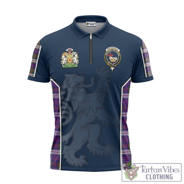 MacDonald Dress Modern Tartan Zipper Polo Shirt with Family Crest and Lion Rampant Vibes Sport Style