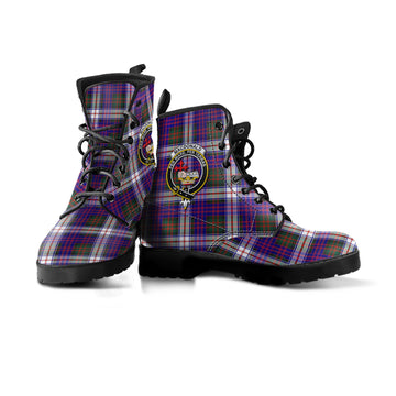 MacDonald Dress Modern Tartan Leather Boots with Family Crest
