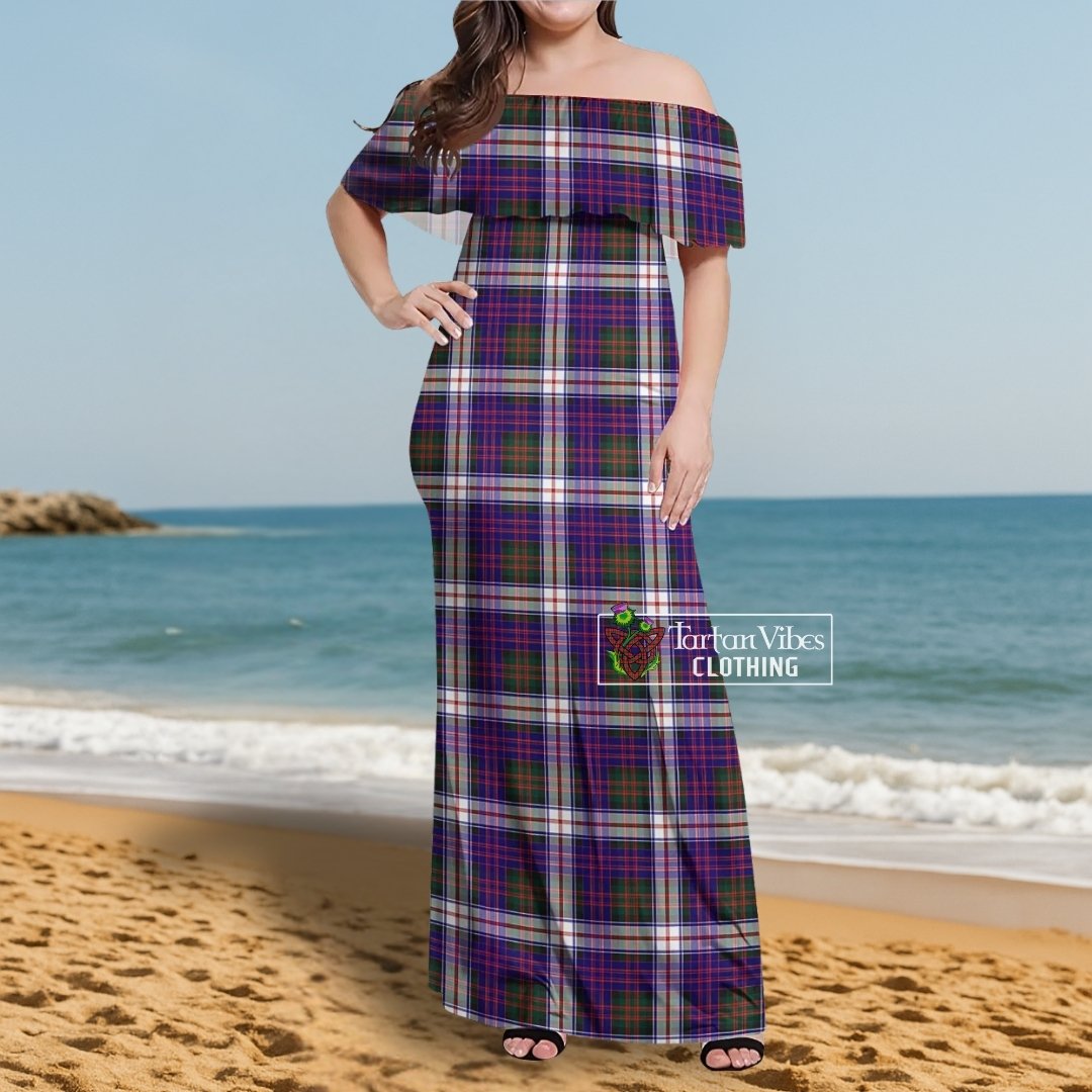 MacDonald Dress Modern Tartan Off Shoulder Long Dress