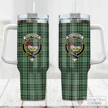 MacDonald Lord of the Isles Hunting Tartan and Family Crest Tumbler with Handle