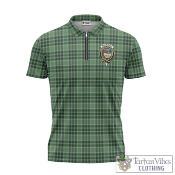 MacDonald Lord of the Isles Hunting Tartan Zipper Polo Shirt with Family Crest