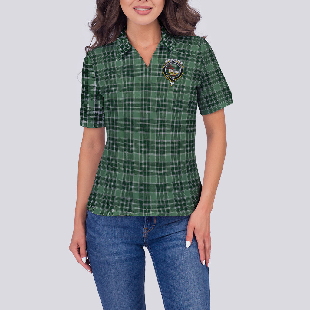 macdonald-lord-of-the-isles-hunting-tartan-polo-shirt-with-family-crest-for-women