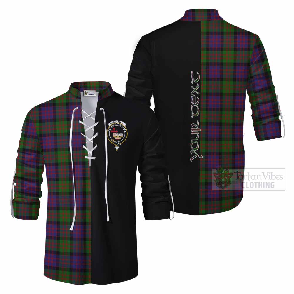 Tartan Vibes Clothing MacDonald (McDonald) Tartan Ghillie Kilt Shirt with Family Crest and Half Of Me Style