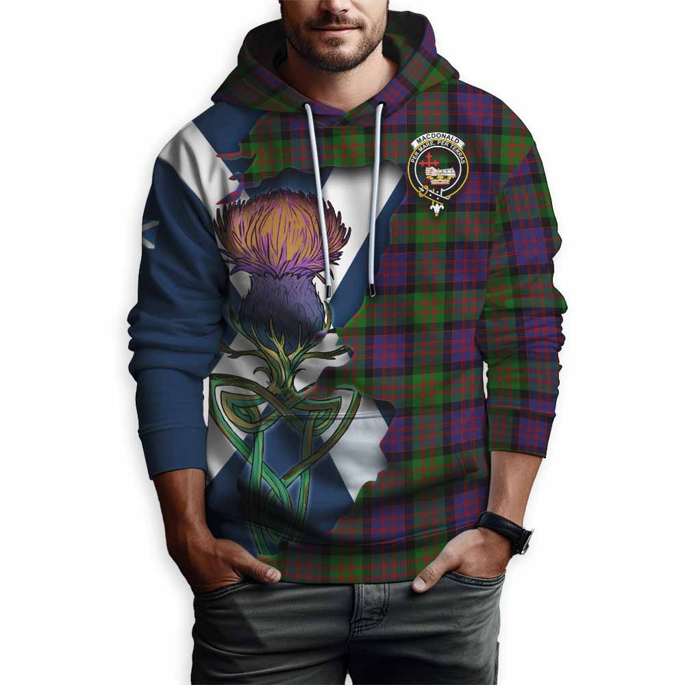 Tartan Vibes Clothing MacDonald (McDonald) Tartan Family Crest Hoodie Scottish Thistle Celtic Inspired