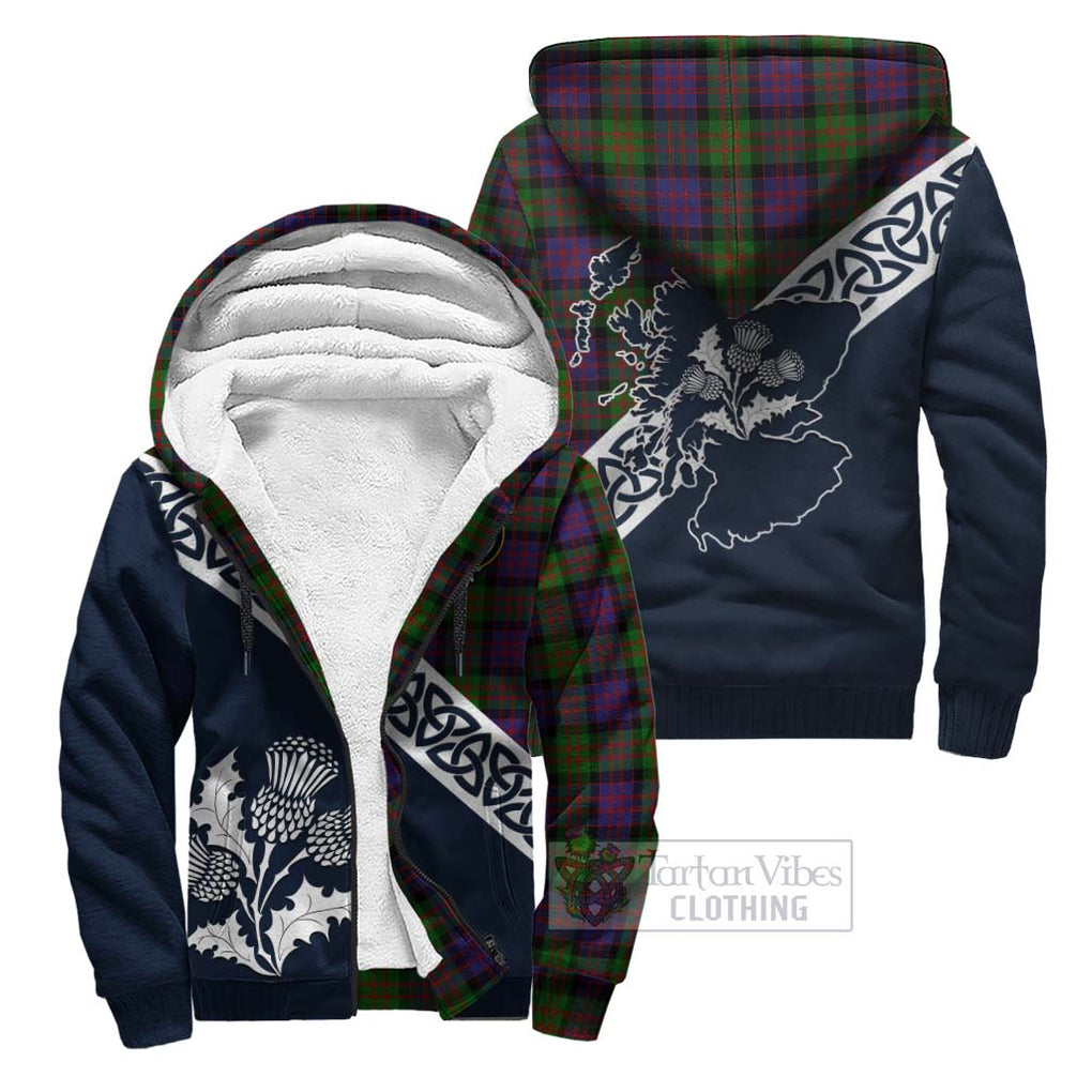 Tartan Vibes Clothing MacDonald (McDonald) Tartan Sherpa Hoodie Featuring Thistle and Scotland Map