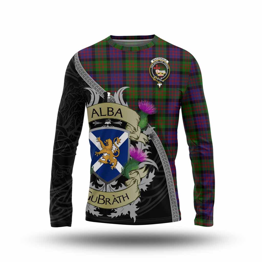 Tartan Vibes Clothing MacDonald (McDonald) Tartan Family Crest Long Sleeve T-Shirt Lion Rampant Royal Thistle Shield Celtic Inspired
