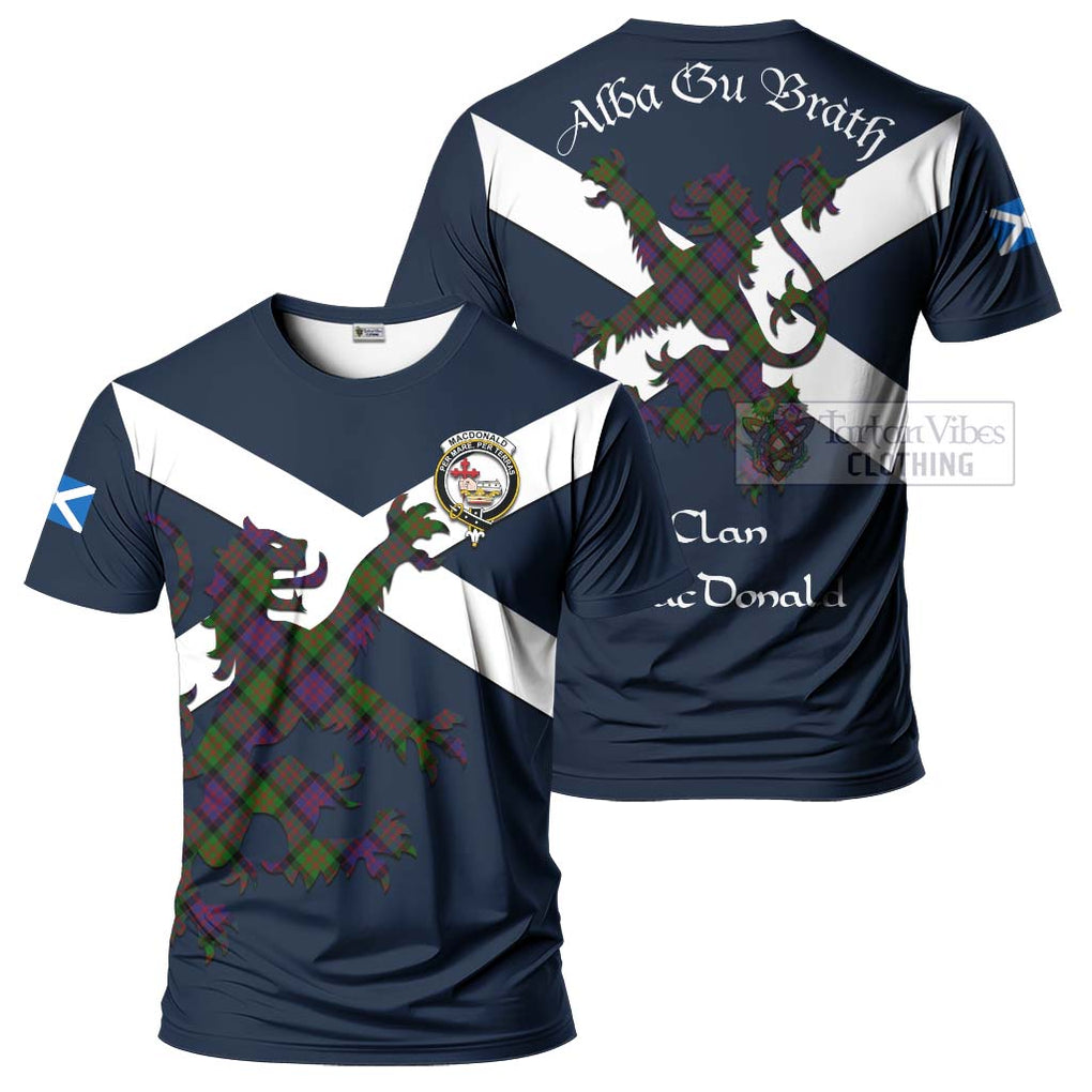Tartan Vibes Clothing MacDonald (McDonald) Tartan Lion Rampant T-Shirt – Proudly Display Your Heritage with Alba Gu Brath and Clan Name
