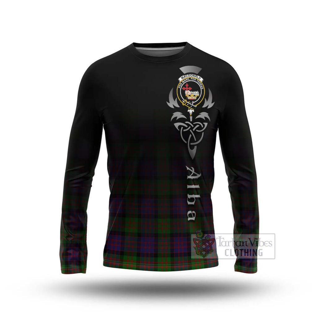 Tartan Vibes Clothing MacDonald (McDonald) Tartan Long Sleeve T-Shirt Featuring Alba Gu Brath Family Crest Celtic Inspired