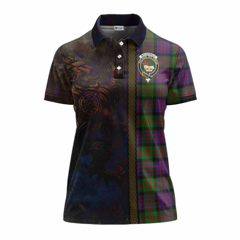 Tartan Vibes Clothing MacDonald (McDonald) Tartan Family Crest Women's Polo Shirt Alba Gu Brath Be Brave Lion Ancient Style