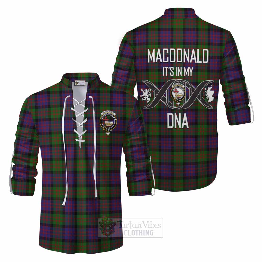 Tartan Vibes Clothing MacDonald (McDonald) Tartan Ghillie Kilt Shirt with Family Crest DNA In Me Style