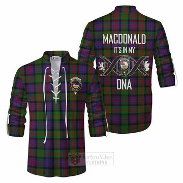 Tartan Vibes Clothing MacDonald (McDonald) Tartan Ghillie Kilt Shirt with Family Crest DNA In Me Style