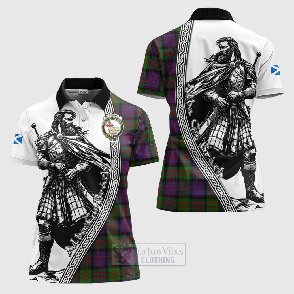 Tartan Vibes Clothing MacDonald (McDonald) Tartan Clan Crest Women's Polo Shirt with Highlander Warrior Celtic Style