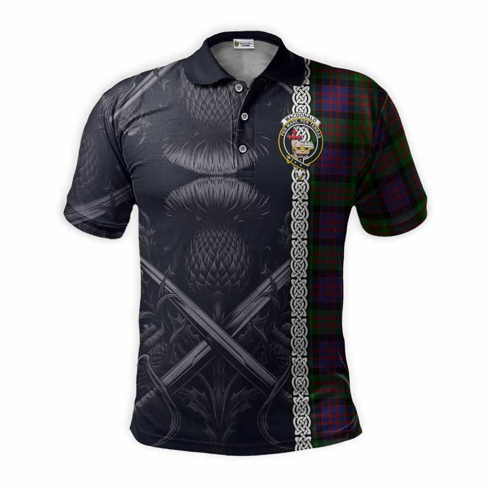 Tartan Vibes Clothing MacDonald (McDonald) Tartan Polo Shirt with Family Crest Cross Sword Thistle Celtic Vibes