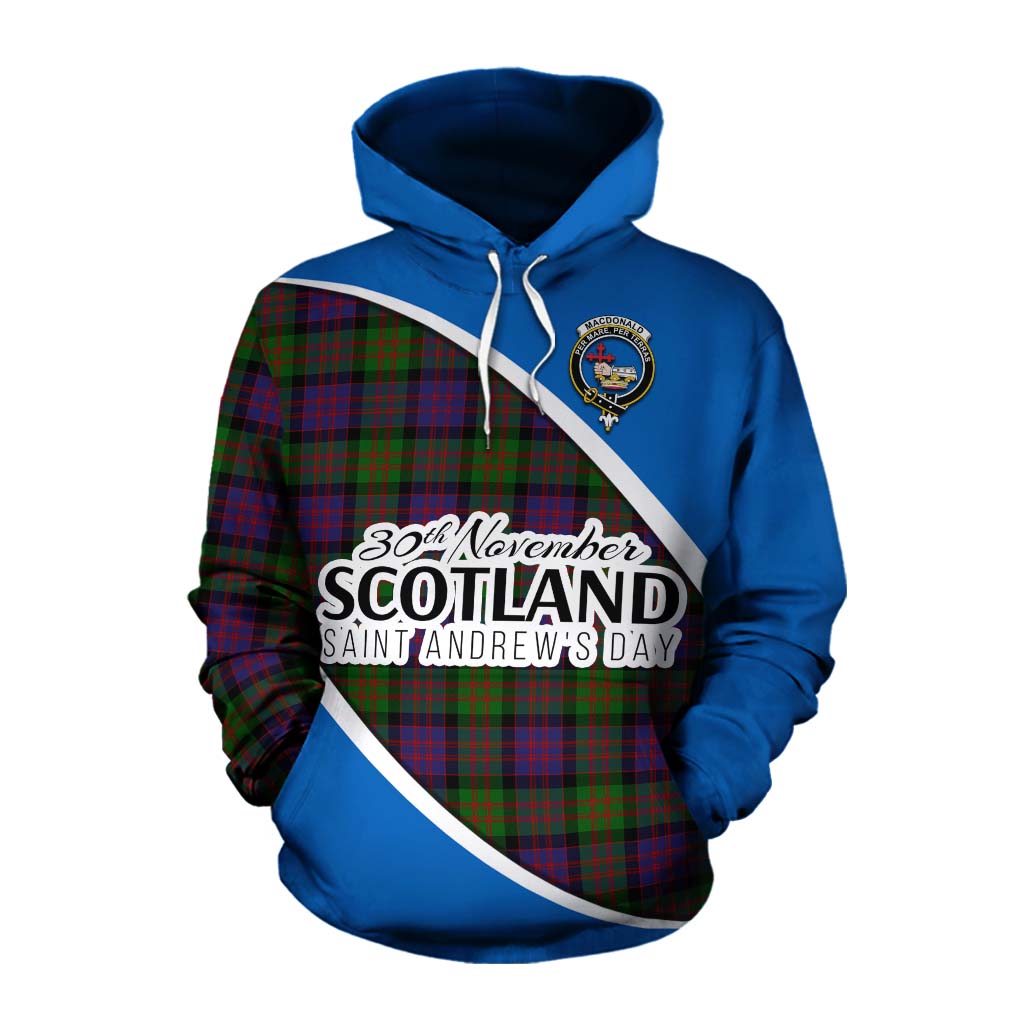 Tartan Vibes Clothing MacDonald (McDonald) Family Crest Tartan Cotton Hoodie Celebrate Saint Andrew's Day in Style