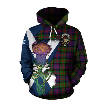 Tartan Vibes Clothing MacDonald (McDonald) Tartan Family Crest Cotton Hoodie Scottish Thistle Celtic Inspired