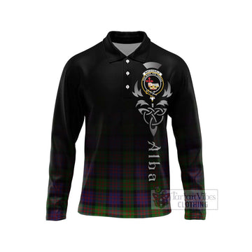Tartan Vibes Clothing MacDonald (McDonald) Tartan Long Sleeve Polo Shirt Featuring Alba Gu Brath Family Crest Celtic Inspired