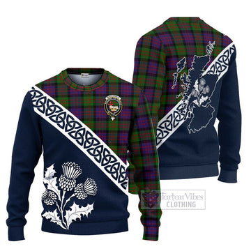 Tartan Vibes Clothing MacDonald (McDonald) Tartan Knitted Sweater Featuring Thistle and Scotland Map