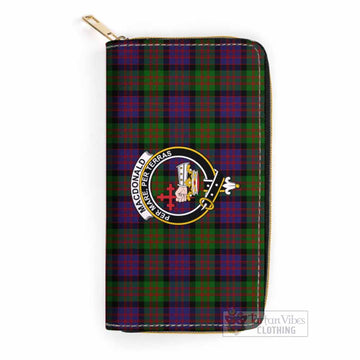 Tartan Vibes Clothing MacDonald (McDonald) Tartan Women's Leather Wallet with Family Crest