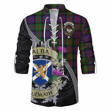 Tartan Vibes Clothing MacDonald (McDonald) Tartan Family Crest Ghillie Kilt Shirt Lion Rampant Royal Thistle Shield Celtic Inspired