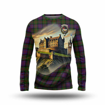 Tartan Vibes Clothing MacDonald (McDonald) Tartan Family Crest Long Sleeve T-Shirt with Scottish Ancient Castle Style