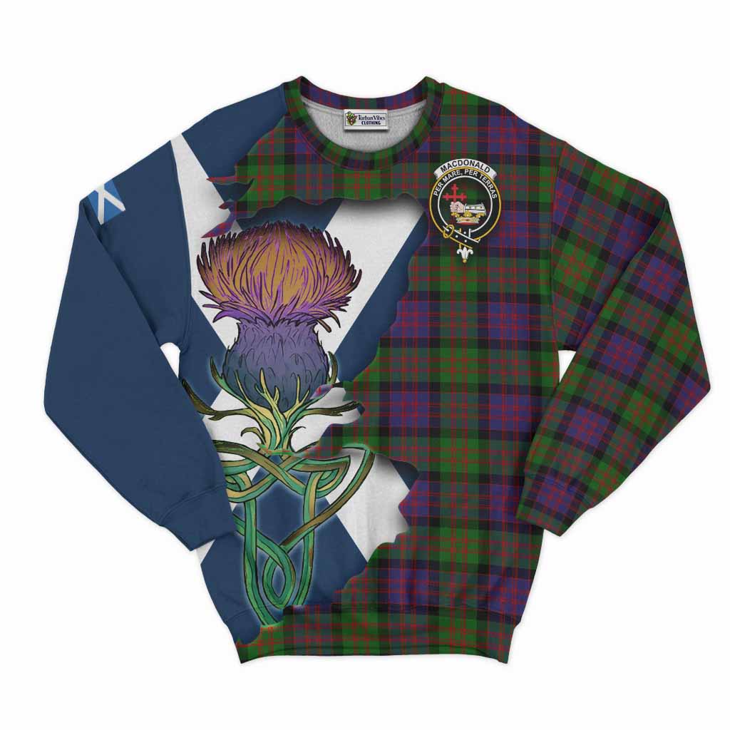 Tartan Vibes Clothing MacDonald (McDonald) Tartan Family Crest Sweatshirt Scottish Thistle Celtic Inspired