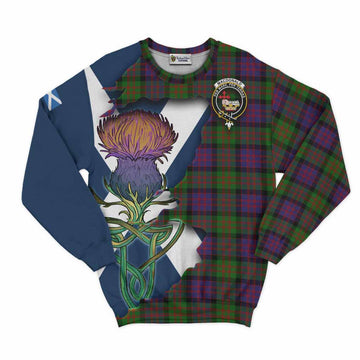 Tartan Vibes Clothing MacDonald (McDonald) Tartan Family Crest Sweatshirt Scottish Thistle Celtic Inspired