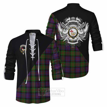 Tartan Vibes Clothing MacDonald (McDonald) Tartan Ghillie Kilt Shirt with Family Crest and Military Logo Style