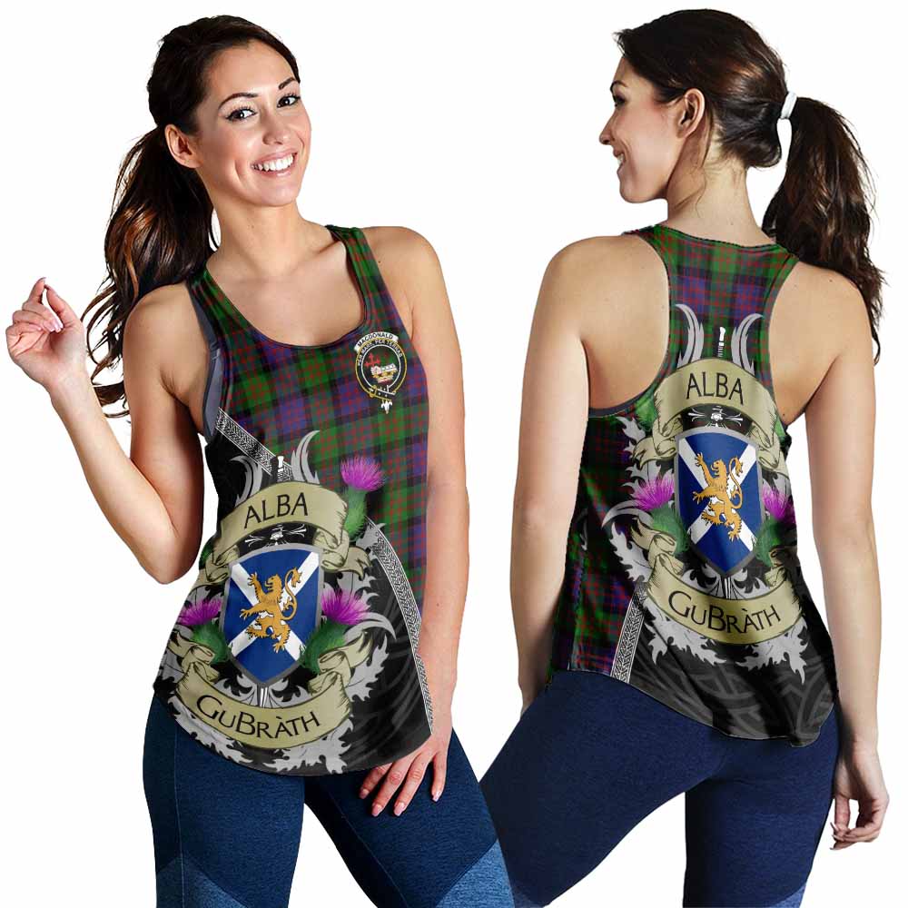 Tartan Vibes Clothing MacDonald (McDonald) Tartan Family Crest Women's Racerback Tanks Lion Rampant Royal Thistle Shield Celtic Inspired