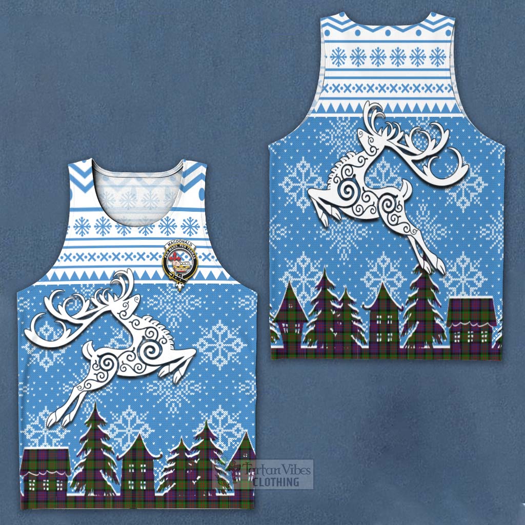 Tartan Vibes Clothing MacDonald (McDonald) Clan Christmas Men's Tank Top Celtic Reindeer Style