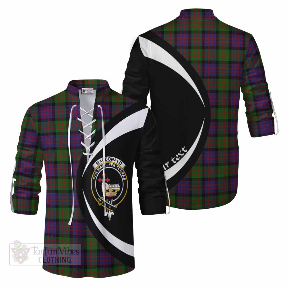 Tartan Vibes Clothing MacDonald (McDonald) Tartan Ghillie Kilt Shirt with Family Crest Circle Style