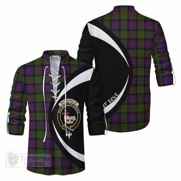 Tartan Vibes Clothing MacDonald (McDonald) Tartan Ghillie Kilt Shirt with Family Crest Circle Style