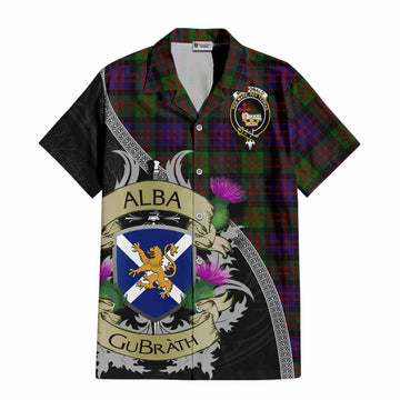 Tartan Vibes Clothing MacDonald (McDonald) Tartan Family Crest Short Sleeve Button Shirt Lion Rampant Royal Thistle Shield Celtic Inspired