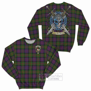 Tartan Vibes Clothing MacDonald (McDonald) Tartan Sweatshirt with Family Crest Celtic Skull Style
