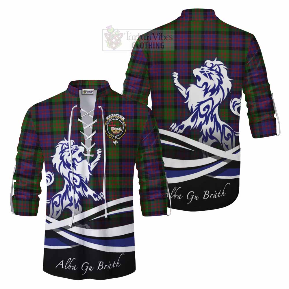 Tartan Vibes Clothing MacDonald (McDonald) Tartan Ghillie Kilt Shirt with Alba Gu Brath Regal Lion Emblem