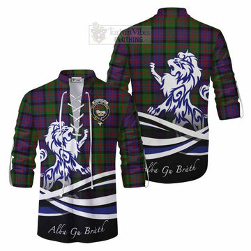 Tartan Vibes Clothing MacDonald (McDonald) Tartan Ghillie Kilt Shirt with Alba Gu Brath Regal Lion Emblem