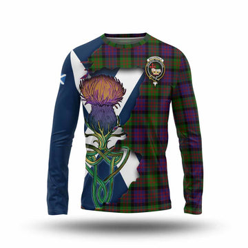 Tartan Vibes Clothing MacDonald (McDonald) Tartan Family Crest Long Sleeve T-Shirt Scottish Thistle Celtic Inspired
