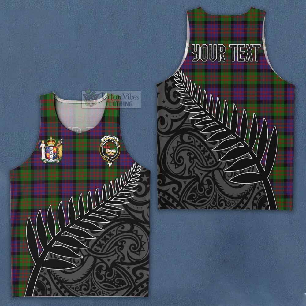 Tartan Vibes Clothing MacDonald (McDonald) Crest Tartan Men's Tank Top with New Zealand Silver Fern Half Style