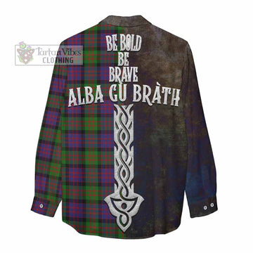 MacDonald (McDonald) Tartan Family Crest Women's Casual Shirt Alba Gu Brath Be Brave Lion Ancient Style