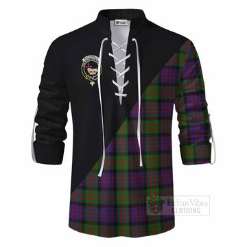 Tartan Vibes Clothing MacDonald (McDonald) Tartan Ghillie Kilt Shirt with Family Crest and Military Logo Style