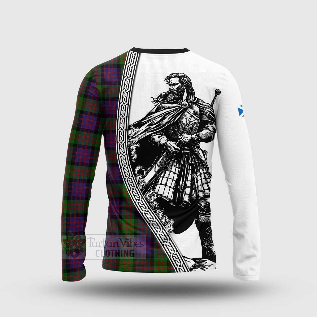 Tartan Vibes Clothing MacDonald (McDonald) Tartan Clan Crest Long Sleeve T-Shirt with Highlander Warrior Celtic Style
