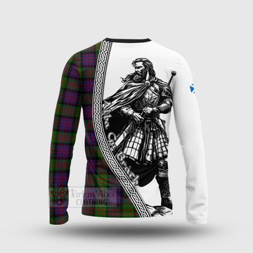 Tartan Vibes Clothing MacDonald (McDonald) Tartan Clan Crest Long Sleeve T-Shirt with Highlander Warrior Celtic Style