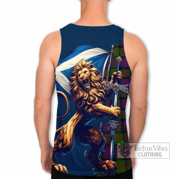 Tartan Vibes Clothing MacDonald (McDonald) Tartan Family Crest Men's Tank Top with Scottish Majestic Lion