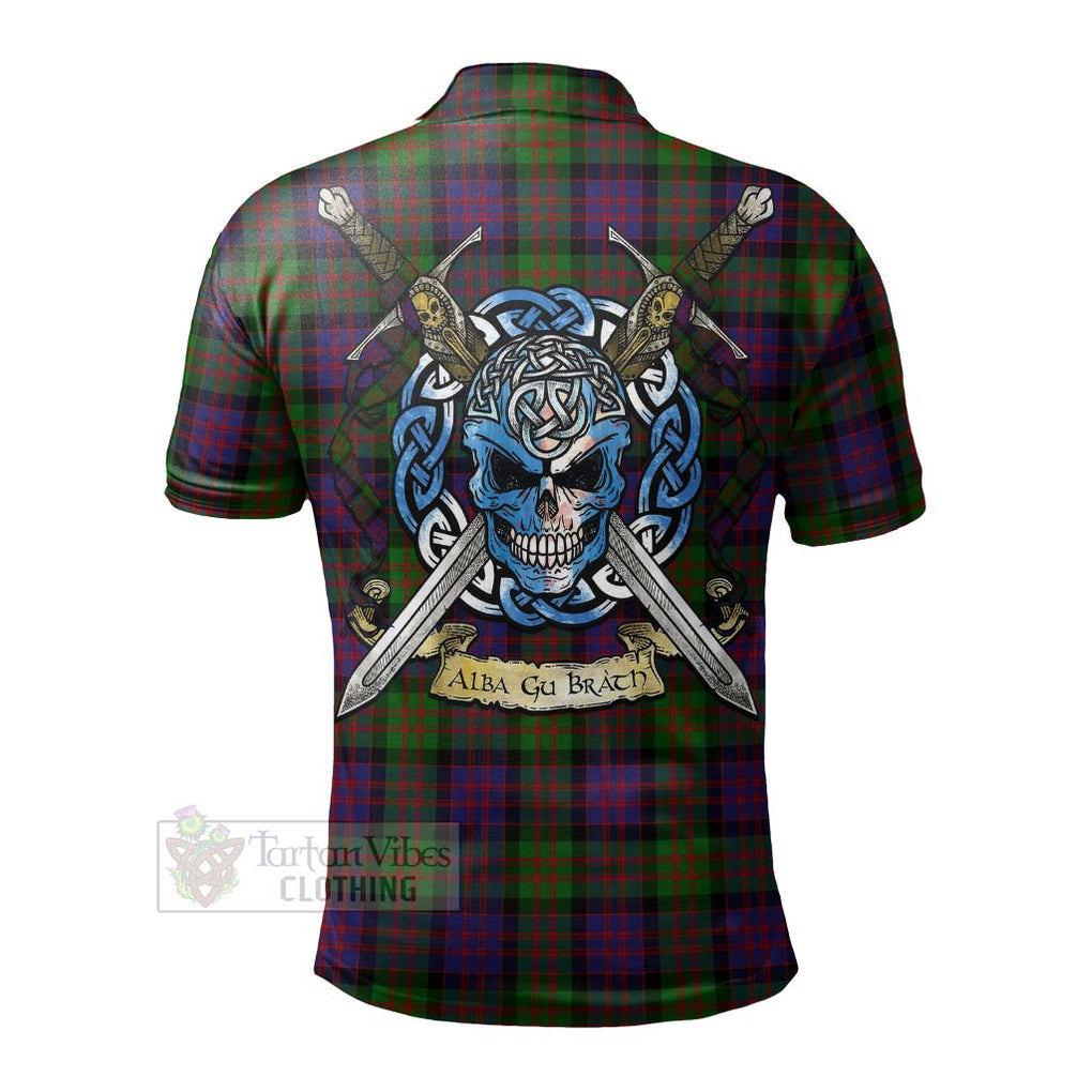 Tartan Vibes Clothing MacDonald (McDonald) Tartan Polo Shirt with Family Crest Celtic Skull Style