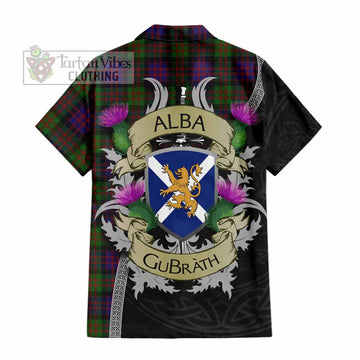 Tartan Vibes Clothing MacDonald (McDonald) Tartan Family Crest Short Sleeve Button Shirt Lion Rampant Royal Thistle Shield Celtic Inspired