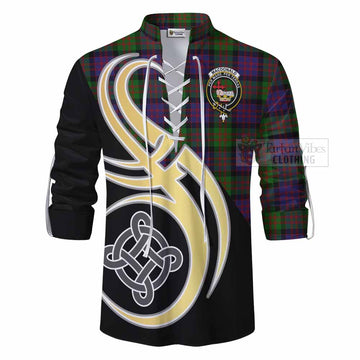Tartan Vibes Clothing MacDonald (McDonald) Tartan Ghillie Kilt Shirt with Family Crest and Celtic Symbol Style