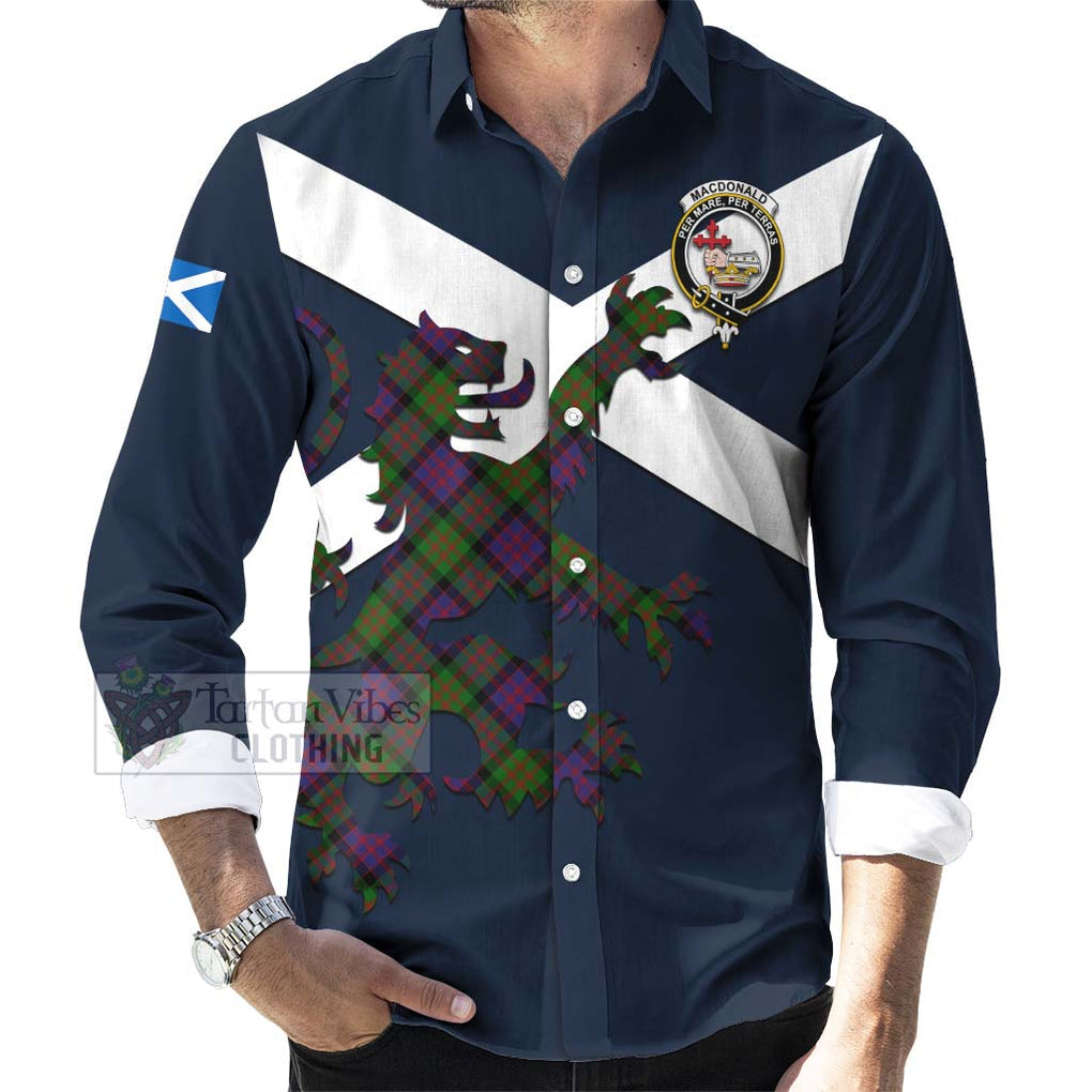 Tartan Vibes Clothing MacDonald (McDonald) Tartan Lion Rampant Long Sleeve Button Shirt – Proudly Display Your Heritage with Alba Gu Brath and Clan Name