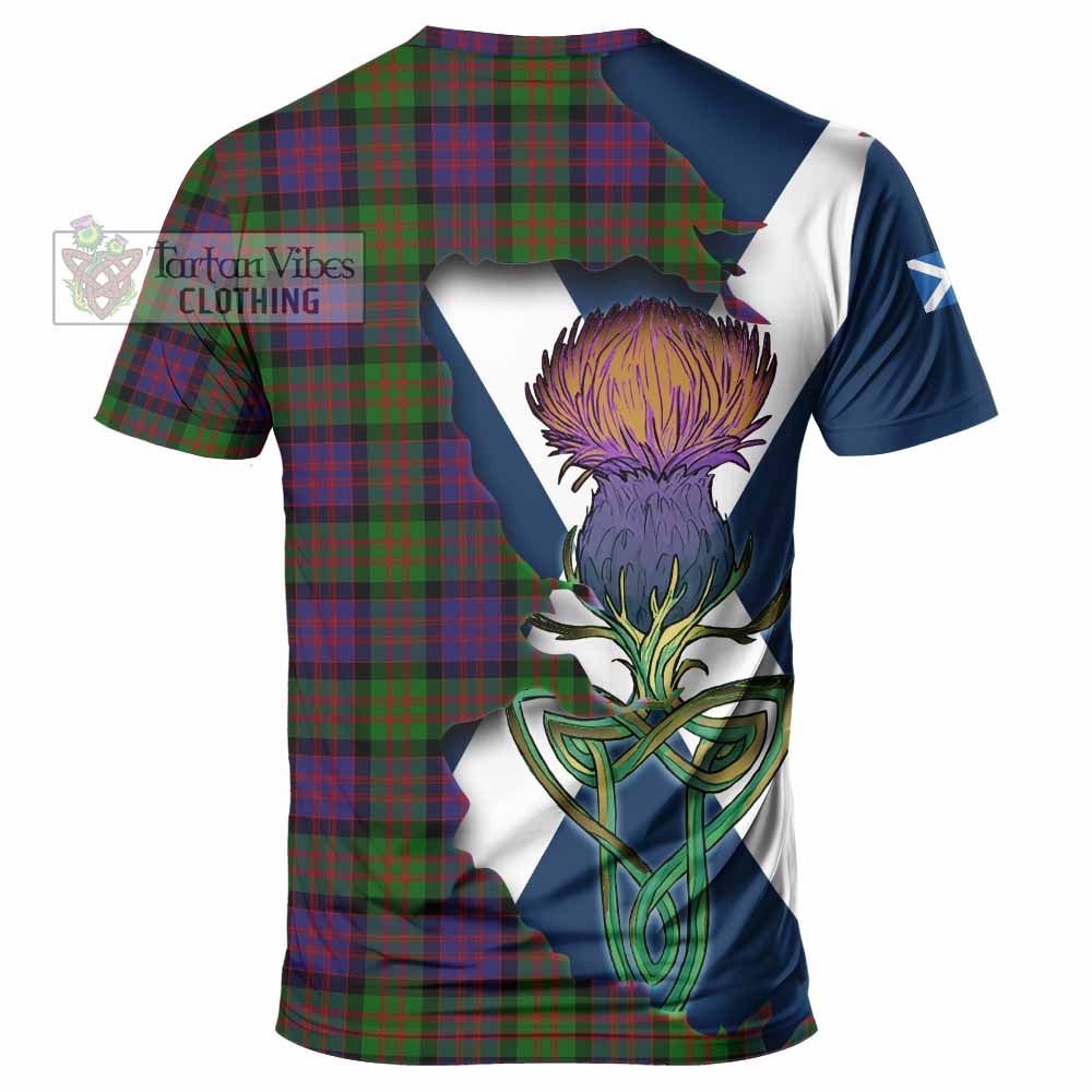 Tartan Vibes Clothing MacDonald (McDonald) Tartan Family Crest T-Shirt Scottish Thistle Celtic Inspired