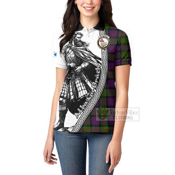 Tartan Vibes Clothing MacDonald (McDonald) Tartan Clan Crest Women's Polo Shirt with Highlander Warrior Celtic Style