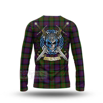 Tartan Vibes Clothing MacDonald (McDonald) Tartan Long Sleeve T-Shirt with Family Crest Celtic Skull Style