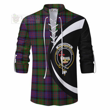 Tartan Vibes Clothing MacDonald (McDonald) Tartan Ghillie Kilt Shirt with Family Crest Circle Style